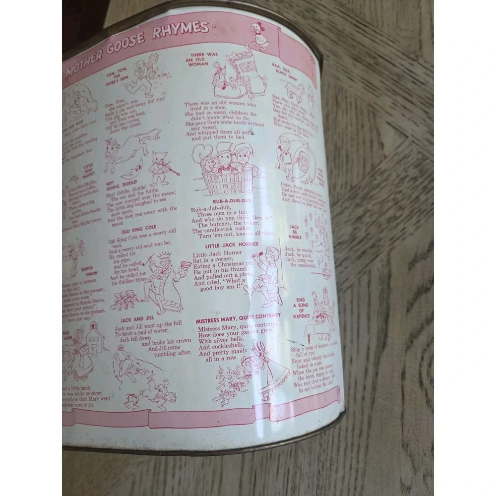 Vintage Mother Goose Trash Can Seesaw Jane Dick Spot Nursey Trash Can Weibro